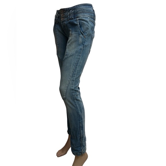 Zara Denim Rules By TRF Y2K Button Fly Low Rise Moto Zip Ankle Women Size 6 EUC! - Picture 2 of 11